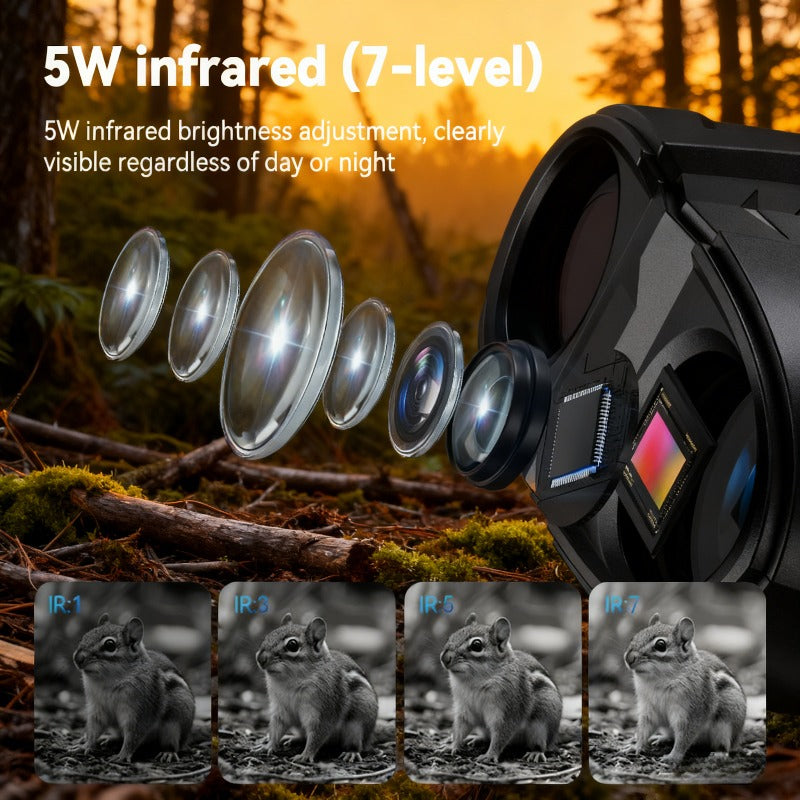 Night Vision Binoculars 1080P HD - 10X Zoom, 5W IR Up to 2600Ft Range, 2.8" IPS Screen, 7-Level Infrared, Video Recording for Hunting Security Bird Watching - Black