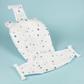 Baby Bath Mat with Star Pattern, 3-Point Adjustable Buckle Safety Baby Bathtub Mat with Breathable Mesh Bottom for Newborns 0–1 Year Old, Non-Slip Infant Bath Support Mat, White Star
