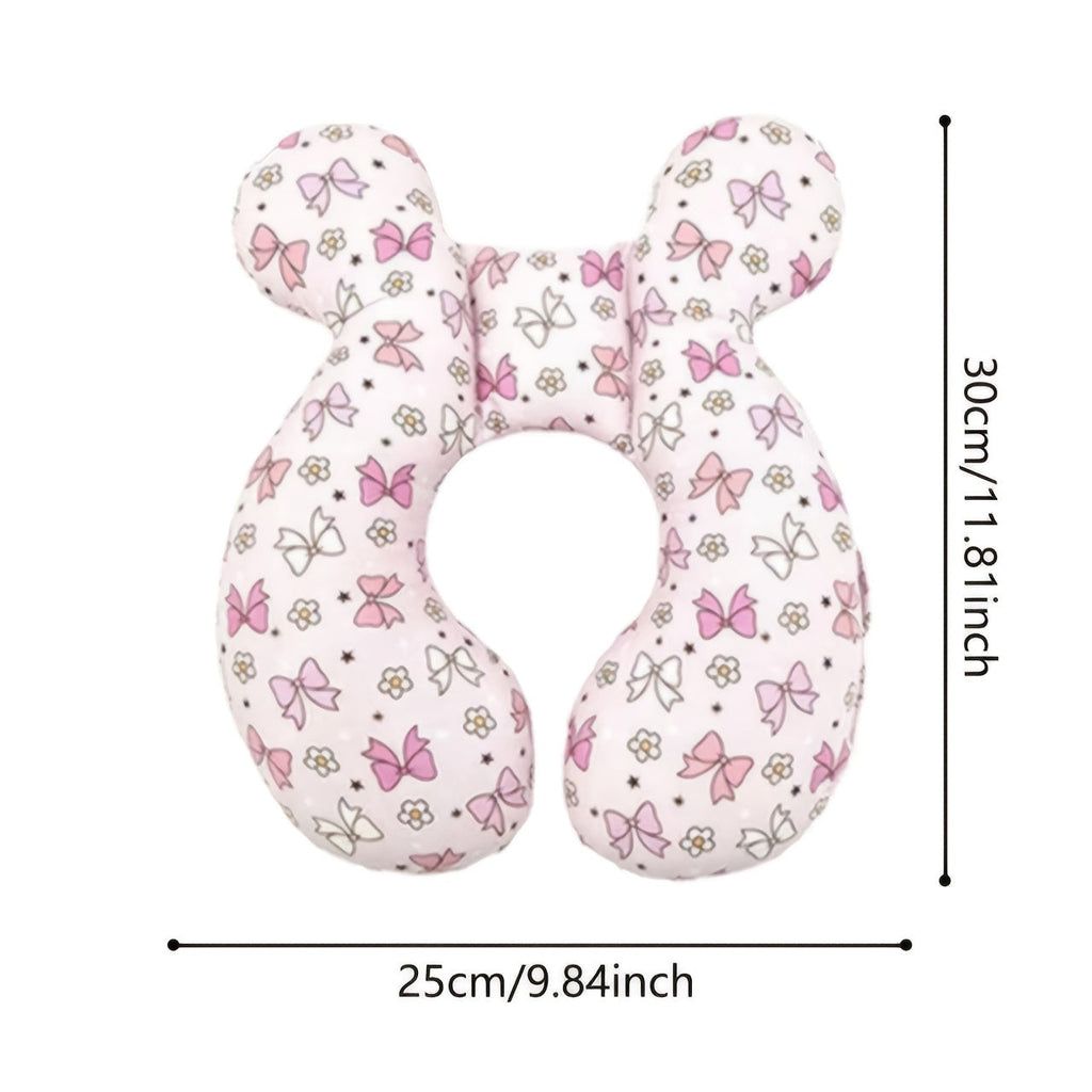 Kids Car Seat Headrest Pillow, Universal Child Head Support Neck Pillow for Boys & Girls, Cute Patterns including Green Leaves Pink Bow Rainbow Grey Stars & Gray Clouds