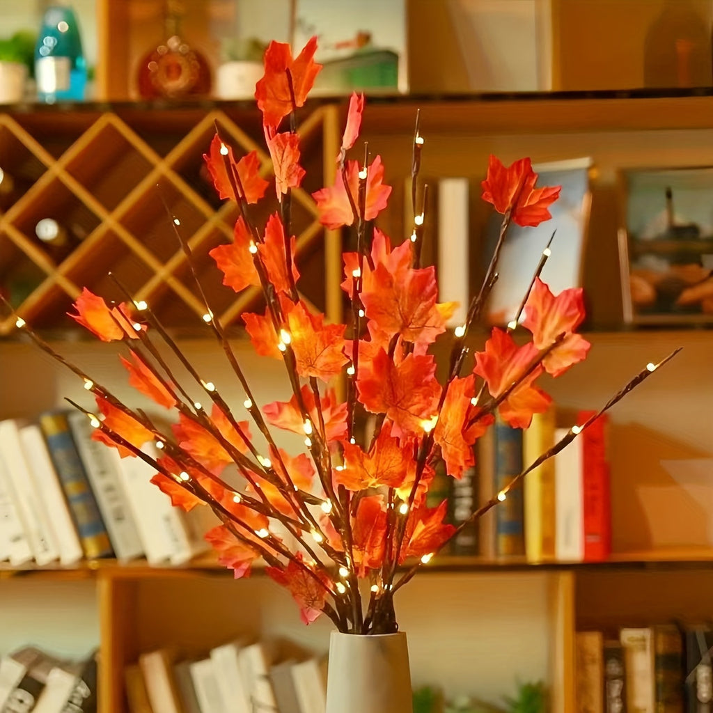 2-Piece Tree Branch LED Lights - Battery Powered, 20 LEDs Each - Vase Artificial Branch Decorative Lamp - Romantic Bedside & Home Decor - Warm Light