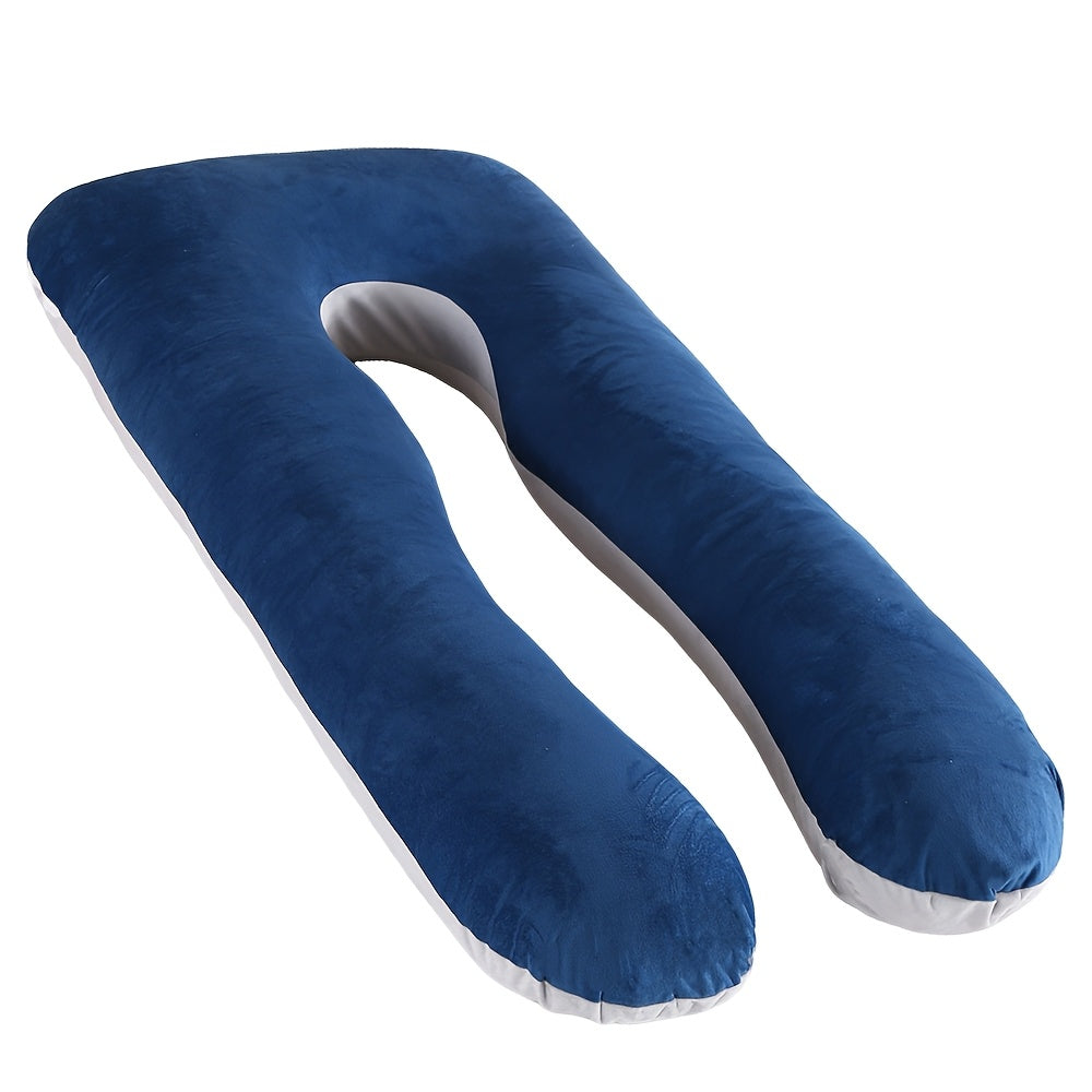 J & U-Shaped Pregnancy Pillow, Full Body Maternity Pillow with Velvet & Flannel Cover, Back, Legs & Belly Support for Pregnant Women, 43", 47" & 55", Multiple Colors