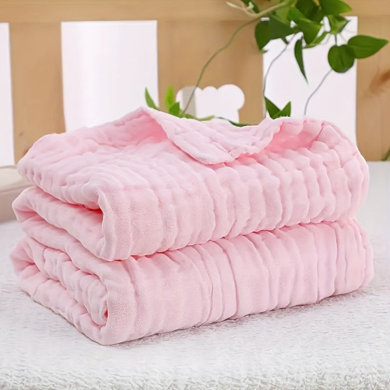 6-Layer Muslin Gauze Baby Bath Towel Blanket, Ultra-Soft Absorbent Bubble Gauze Wrap for Newborn Infant, Skin-Friendly Pure Cotton Swaddle Towel for Boys & Girls