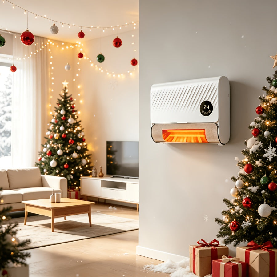 1500W Smart Wall-Mounted Space Heater – 3 Heat Settings Remote & Touch Control 12H Timer Fast Heating Overheat Protection for Bedroom Bathroom & Office in Black