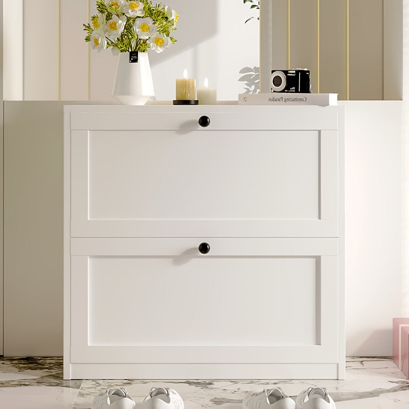 Narrow Shoe Cabinet with 3 Flip Drawers & Adjustable Shelf, Freestanding Hidden Shoe Organizer for Entryway Hallway Bedroom Apartment, Space-Saving Slim Shoe Storage Cabinet, Modern Design