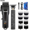 Men's Grooming Set - Professional Hair Clipper, Cordless Shaver & Beard Trimmer - LCD Display & USB Fast Charge - 2-Piece & 3-Piece - Black - Gift for Dad, Husband & Groom