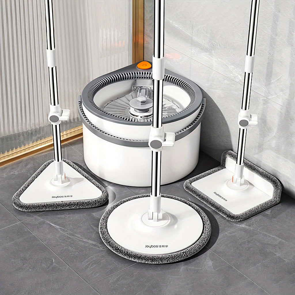 Hands-Free Spin Mop & Bucket Set with Sewage Separation – 3 Mop Head Types Rotating Floor Mop for Home Kitchen Bathroom Dry & Wet Cleaning