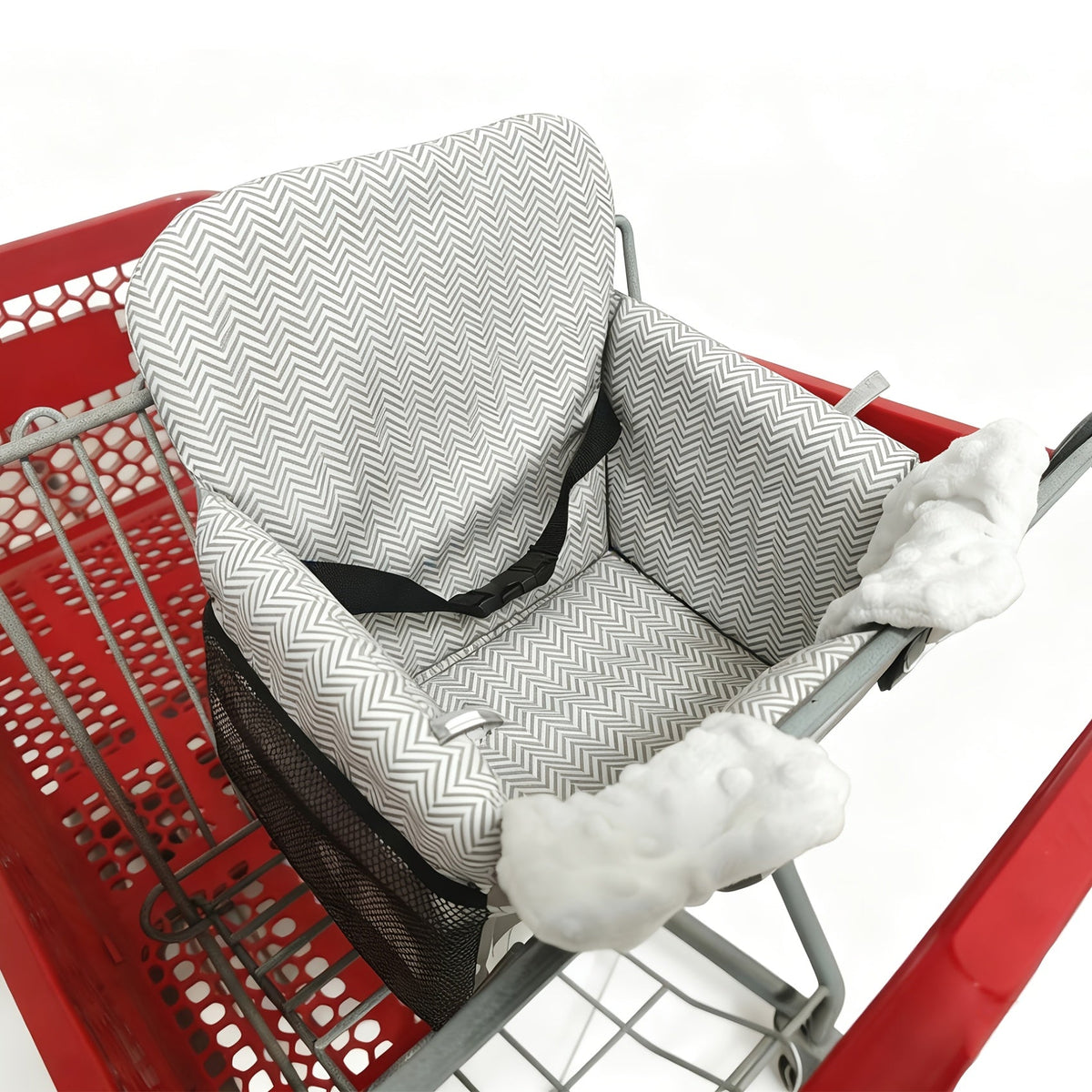 Baby Shopping Cart Cover & High Chair Cushion, Soft Padded Fully Enclosed Seat Cushion with Side Pocket, Portable Foldable Infant Seat Cover for Grocery Cart & Wooden Dining Chair