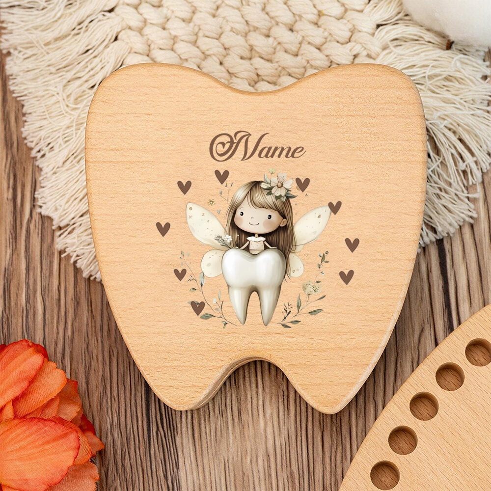 Personalized Baby Tooth Keepsake Storage Box, Custom Name & Color-Printed Design for Incisors Canines & Wisdom Teeth, Tooth Elf & Tooth Angel Designs, Baby Milestone Memory Gift