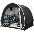 Outdoor Bike Storage Shed Tent - PU 4000mm Waterproof 210D Oxford Fabric, UV Resistant, Ventilation Windows - Fits 2-3 or 4-5 Bikes, Garden Tools & Lawn Mower - Black
