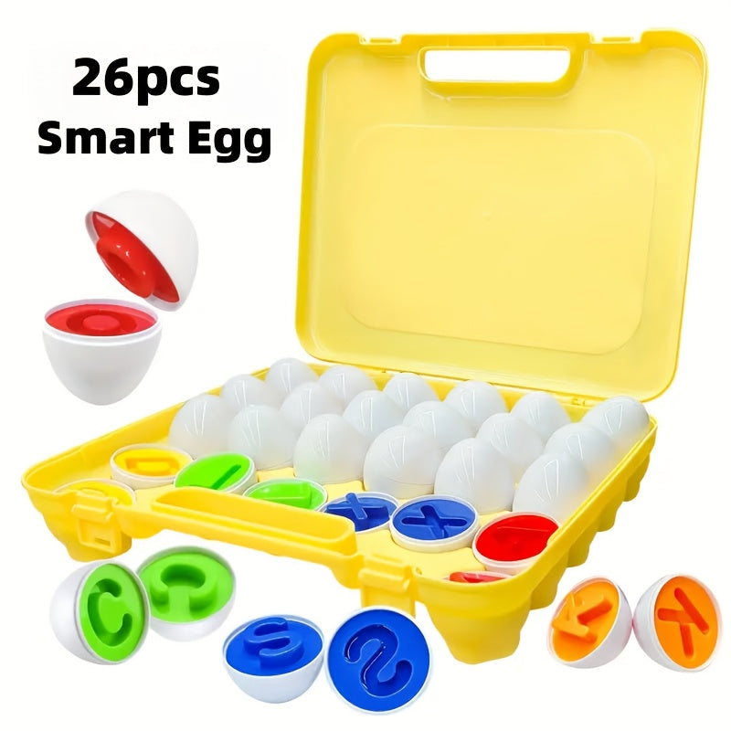 26-Piece Alphabet Matching Eggs, Colorful Letter Classification Puzzle Toy for Toddlers, ABC Letter & Color Matching Learning Game for Boys & Girls, Easter Birthday & Holiday Gift