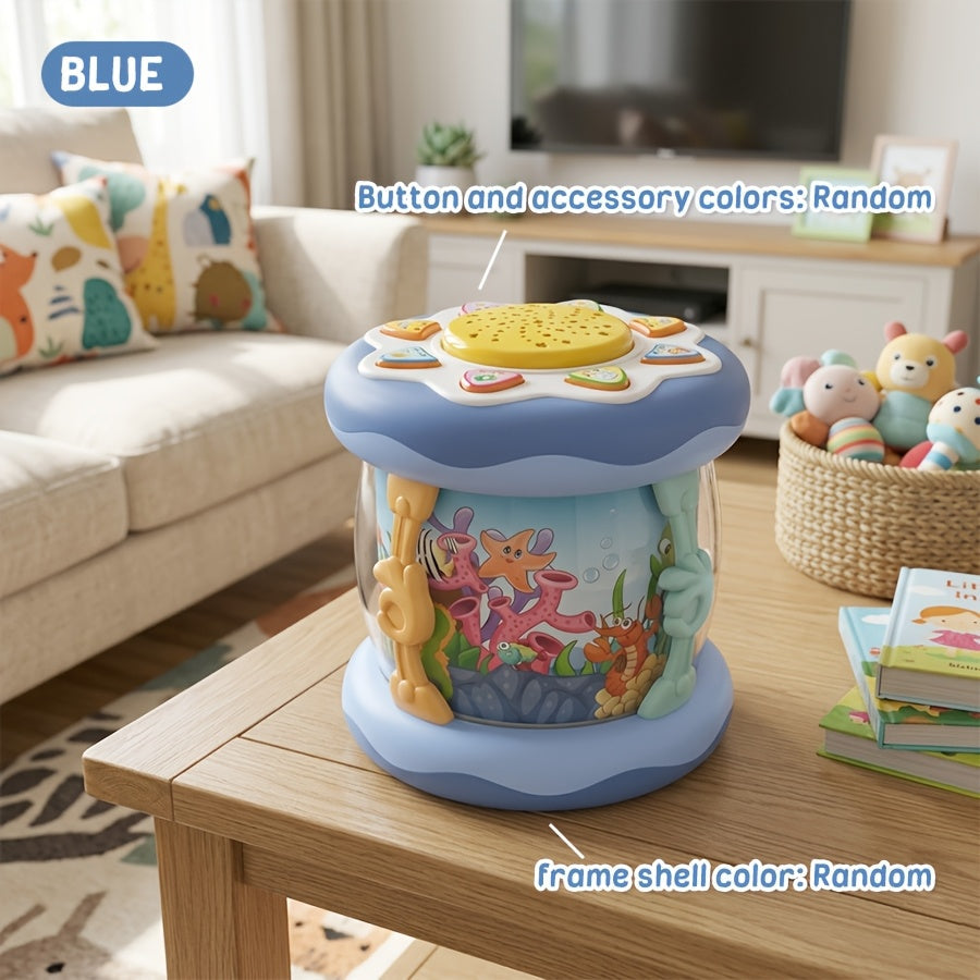 Ocean Animal Electric Music Toy for Kids, Interactive Baby & Toddler Toy with Multiple Music Modes Built-In Melodies & Ambient Light, Fun Sensory Musical Toy, Blue, Cartoon Powder & Mixed Colors
