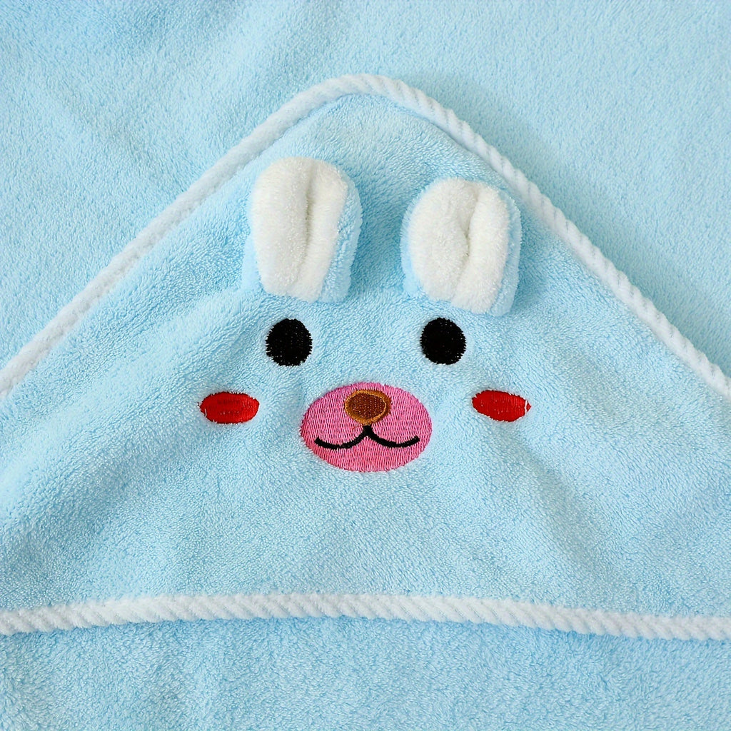 Kids' Animal Hooded Bath Towel, 31.5" x 31.5" Soft Breathable Highly Absorbent Kids Bath Towel with Twisted Edge Reinforcement, Powder, Green & Blue