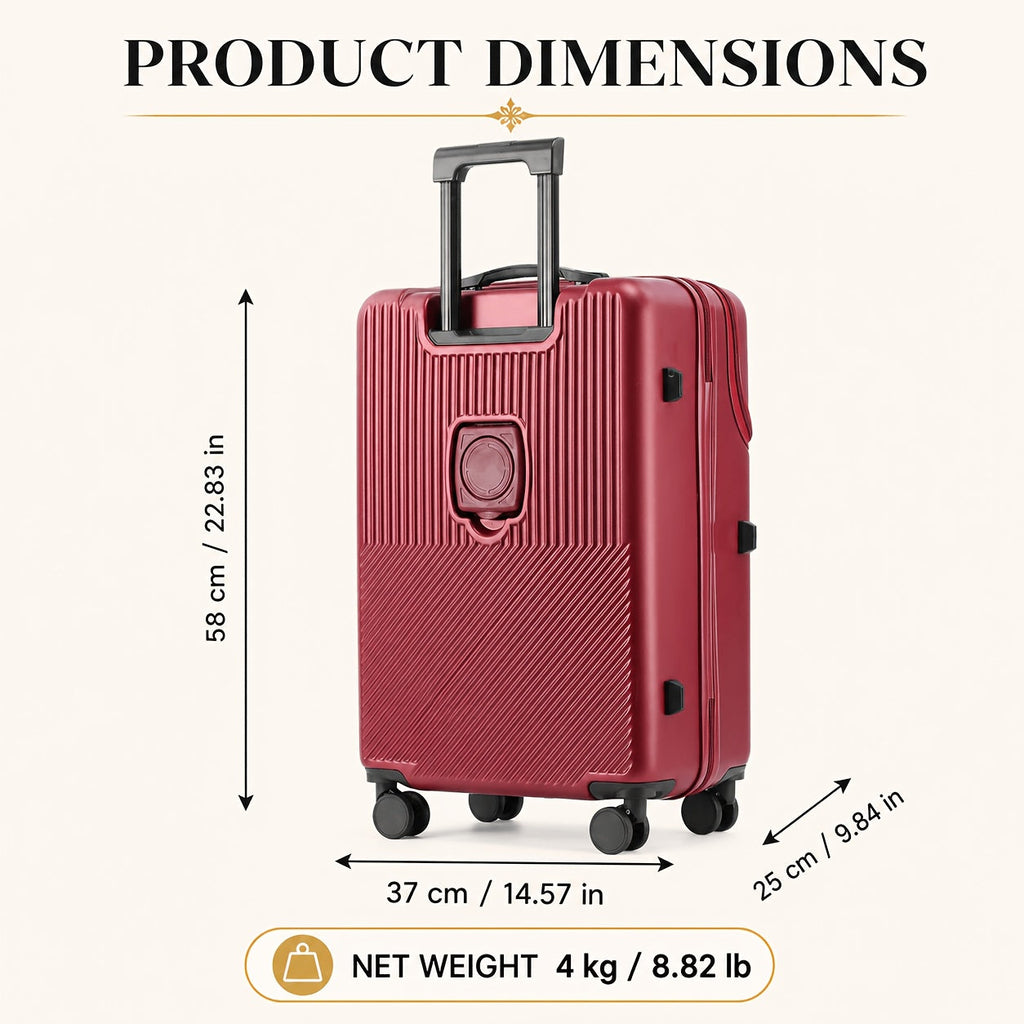 20-Inch Carry-On Luggage with Password Lock & Spinner Wheels – Lightweight Large Capacity Hard Shell Suitcase for Travel in Red White Green Gray