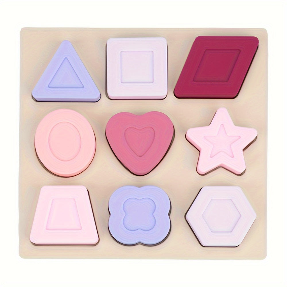 Educational Geometric Shape Matching Blocks Game, Food-Grade Silicone Tabletop Competitive Thinking Skills Toy for Kids, Dark Color & Light Color, Halloween Christmas Birthday Gift