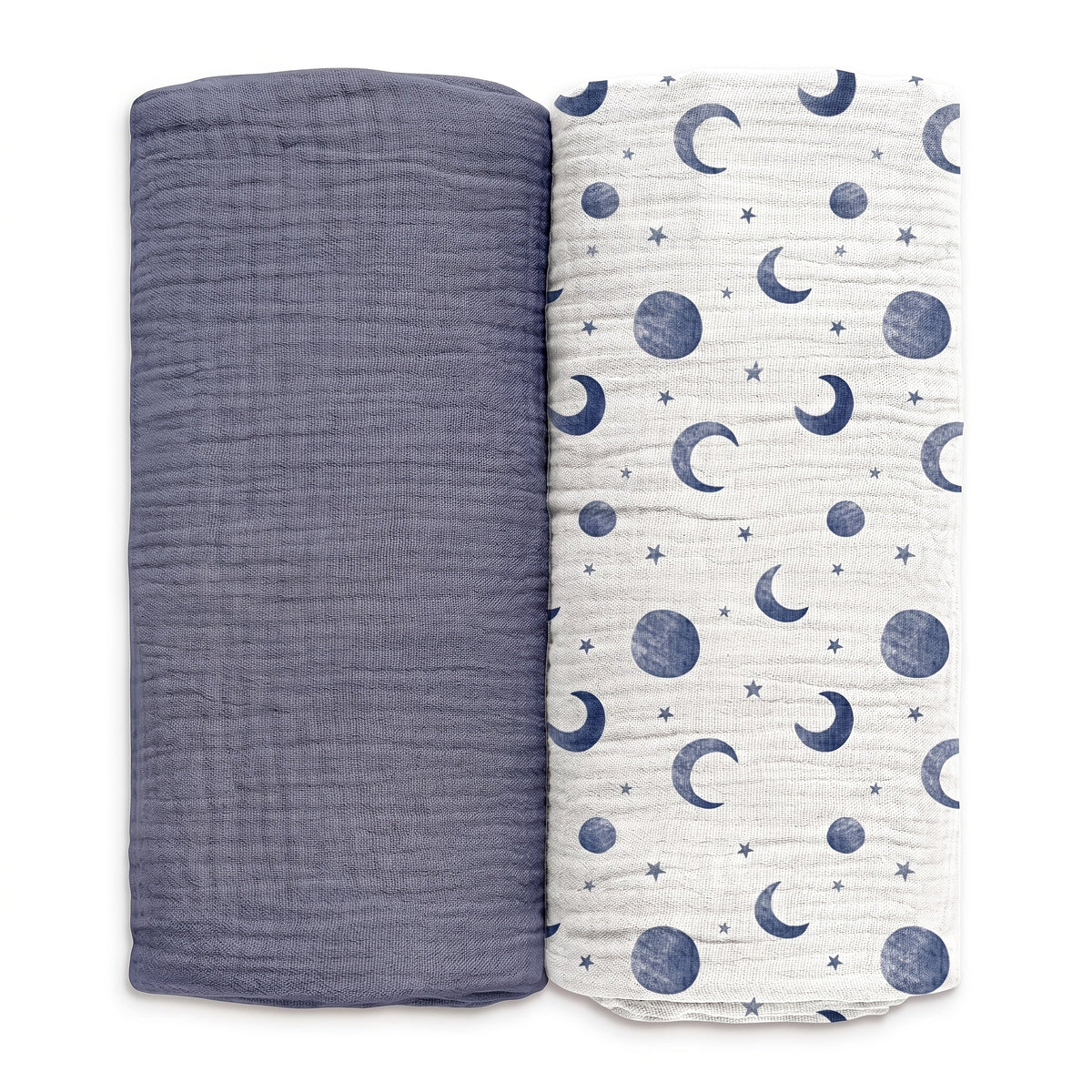 2-Pack Large Muslin Receiving Baby Blanket 38"x40", Soft Breathable Unisex Swaddle Blankets for Newborn Boys & Girls, Pink Green & Blue