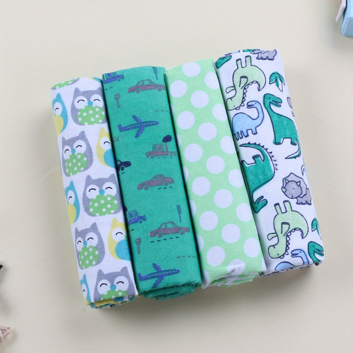 Cotton Flannel Baby Swaddle Blankets Set of 4, Soft Infant Wrap Receiving Blanket for Newborn 0-12 Months, Breathable Muslin-Style Nursery Bedding