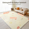 Extra Large Reversible Foldable Foam Baby Play Mat, Rainbow Cloud & Moon Design Non-Toxic Waterproof Floor Playmat with Edge Reinforcement & Travel Bag, 2 Sizes: 71x59" & 71x79"