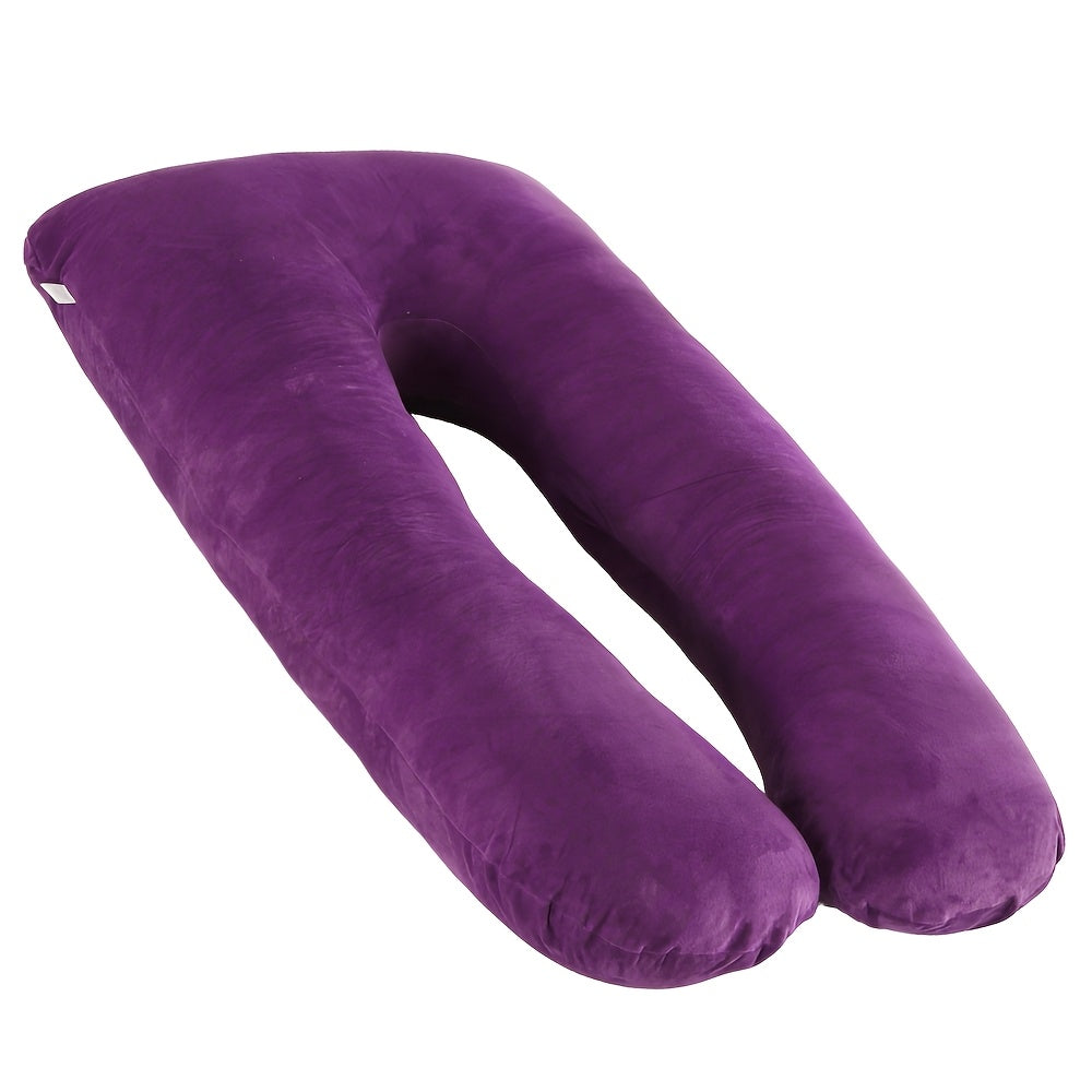 J & U-Shaped Pregnancy Pillow, Full Body Maternity Pillow with Velvet & Flannel Cover, Back, Legs & Belly Support for Pregnant Women, 43", 47" & 55", Multiple Colors