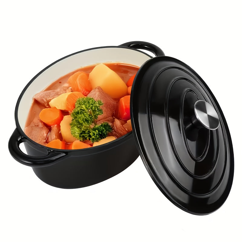Enameled Cast Iron Dutch Oven with Lid & Dual Handles - For Bread Baking, Slow Cooking & Roasting, Works on All Heat Sources, Large Capacity & Standard Options - 5 Colors