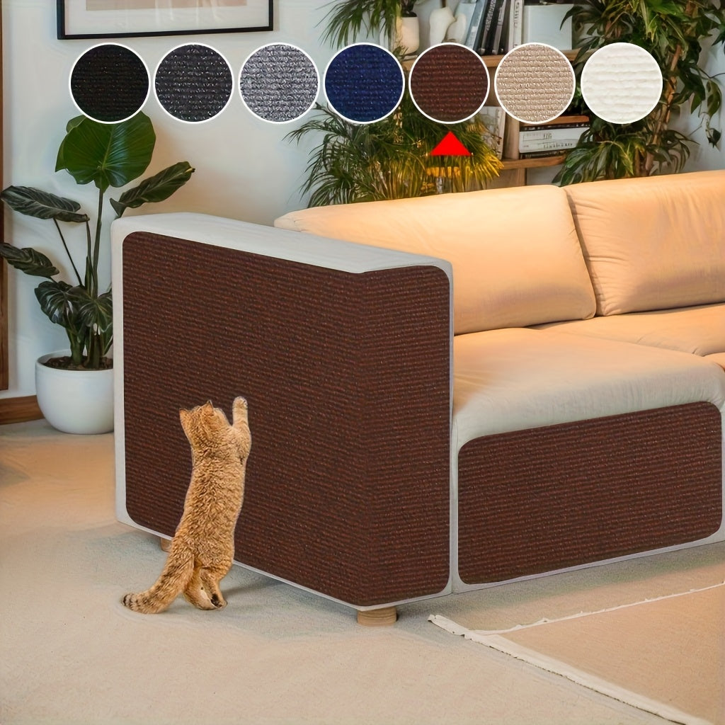 Self-Adhesive Cat Scratching Pad for Sofa & Furniture Protection – Durable Wall & Door Frame Scratch Guard Mat, Beige & Brown Texture, Easy Apply No-Damage Tape, Indoor Cats Claw Deterrent
