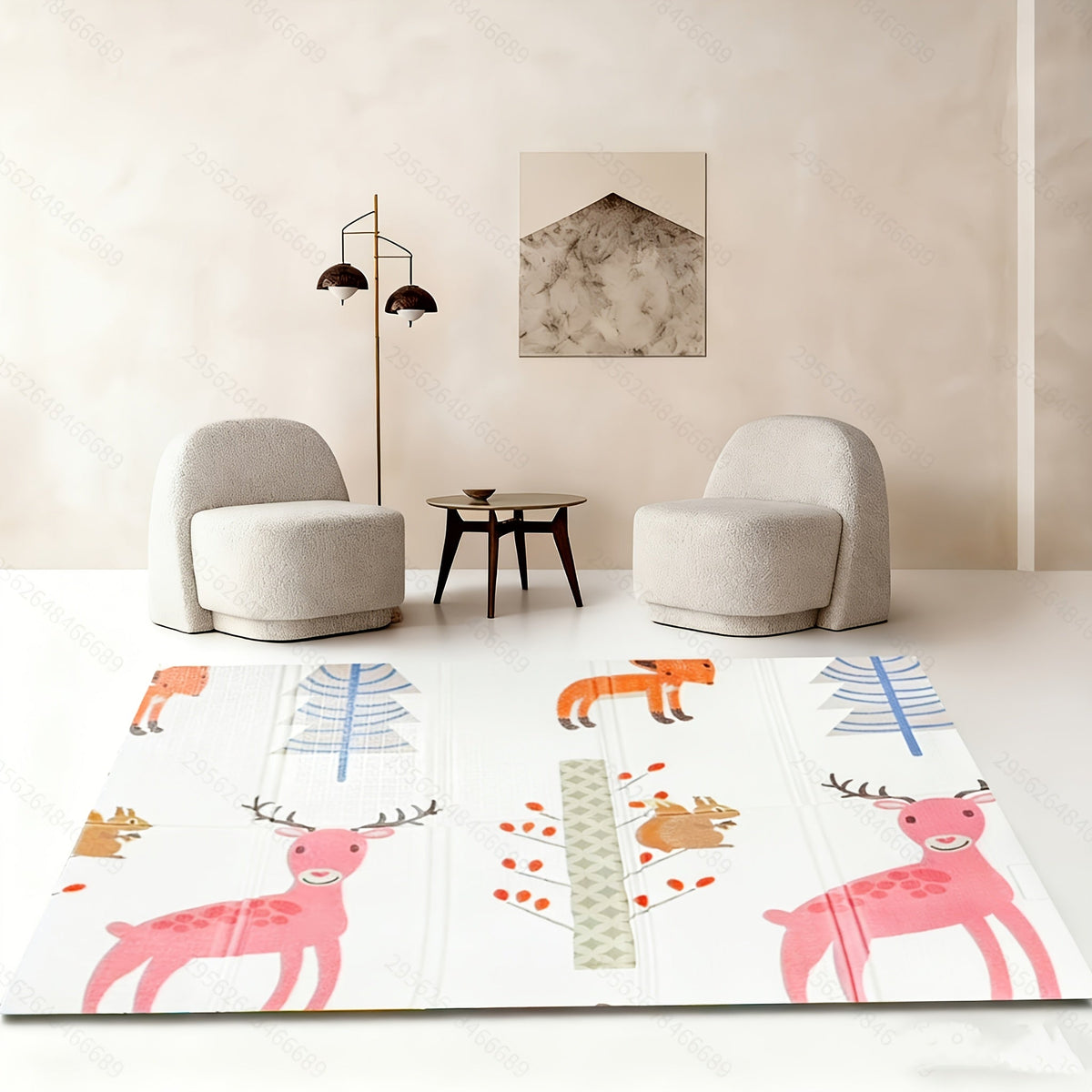 Thickened Baby Crawling Mat, Double-Sided Cute Dinosaur Pattern 47"x47" Floor Play Mat for Infants & Toddlers, Easy to Clean Home Living Room Tummy Time & Crawling Playmat