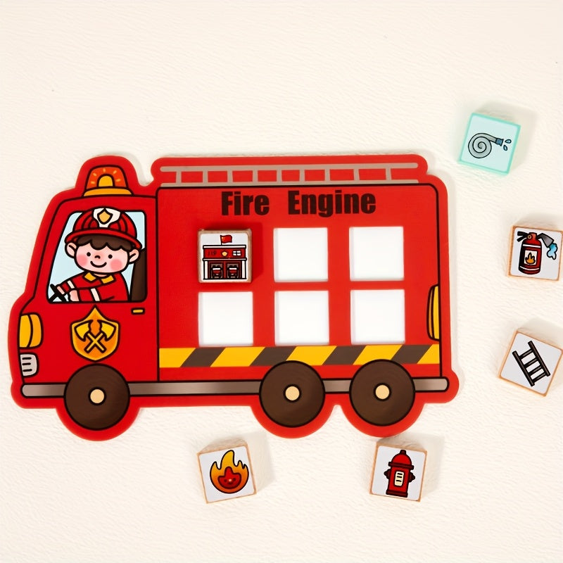 5-Theme Educational Vehicle Career Puzzle Building Blocks Toy Set, Farm Truck School Bus Police Car Ambulance & Fire Truck, Hand-Eye Coordination & Cognitive Skills Development Toy for Kids