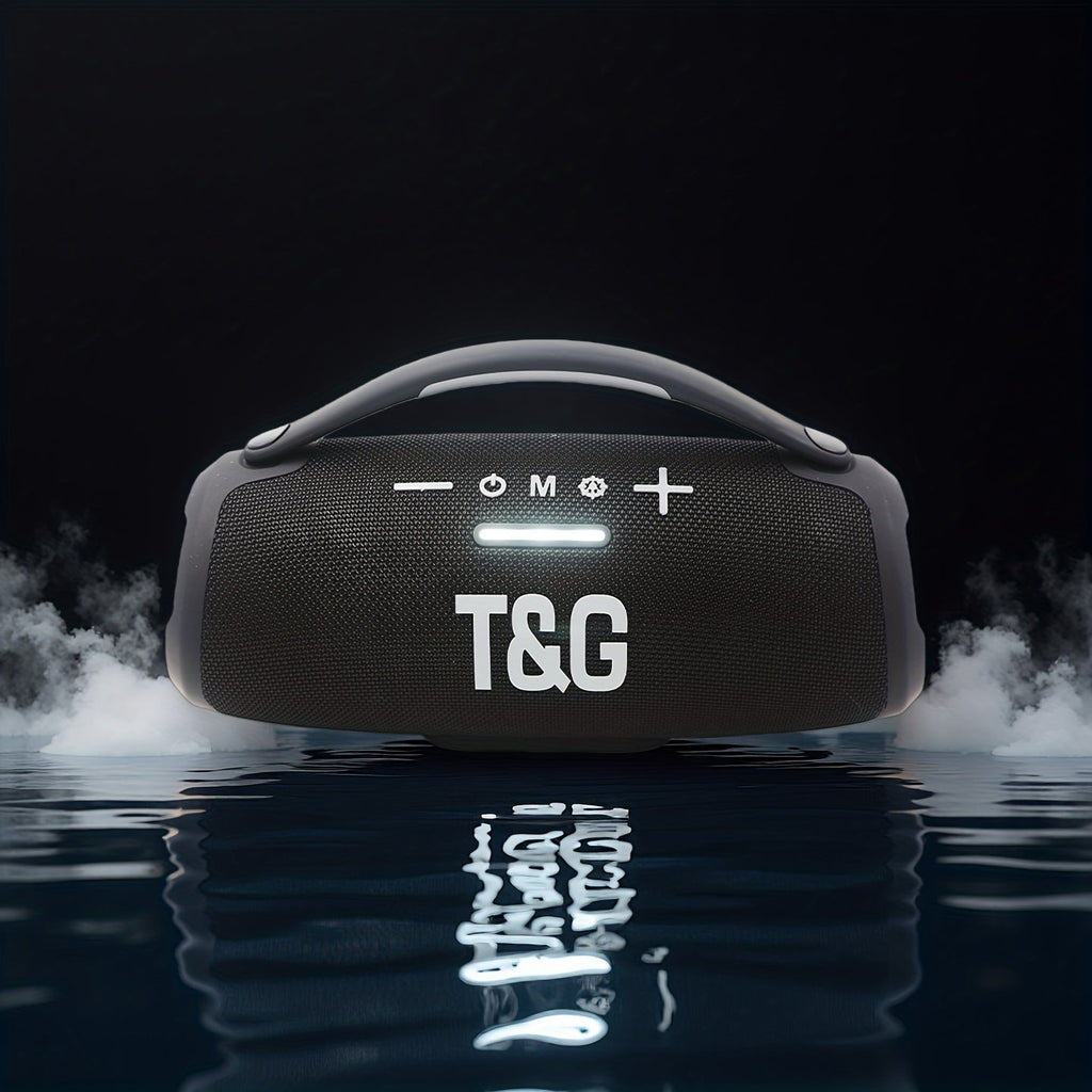 TG418 Wireless Bluetooth Speaker – 3000mAh LED Flash Lights EQ Settings TF Card USB AUX Compatible with Phone Tablet PC in Black Gray Camo