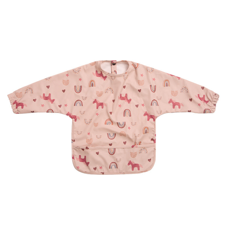 Baby Long-Sleeve Feeding Bib Smock for Boys & Girls, Waterproof Art Smock with Cute Prints for Infants & Toddlers Ages 6-36 Months, Reusable Mealtime & Painting Coverall