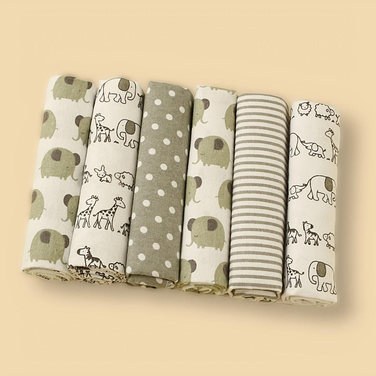 6-Pack Soft Flannel Printed Baby Swaddling Blankets, Cute Printed Star Car Elephant Floral & Animal Pattern Baby Wrap Blanket Set for Newborns & Infants, Multiple Designs