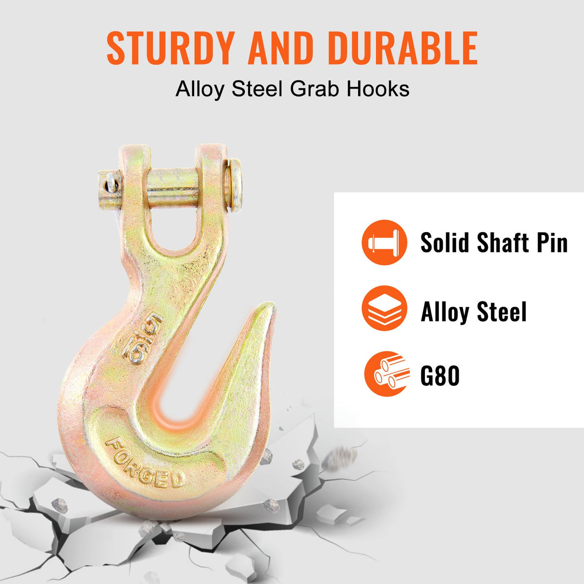 G80 Transport Binder Chain 2-Pack, 5/16"x20FT, 4900 lbs WLL, 4:1 Safety Factor, Grab Hooks, Galvanized Manganese Steel, DOT Compliant, for Towing, Dock, Factory, Construction & Mining