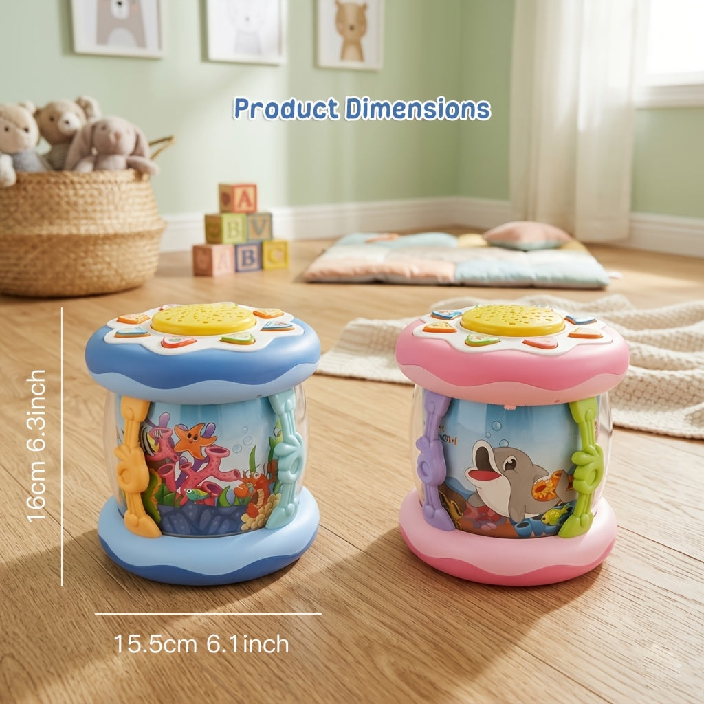 Ocean Animal Electric Music Toy for Kids, Interactive Baby & Toddler Toy with Multiple Music Modes Built-In Melodies & Ambient Light, Fun Sensory Musical Toy, Blue, Cartoon Powder & Mixed Colors