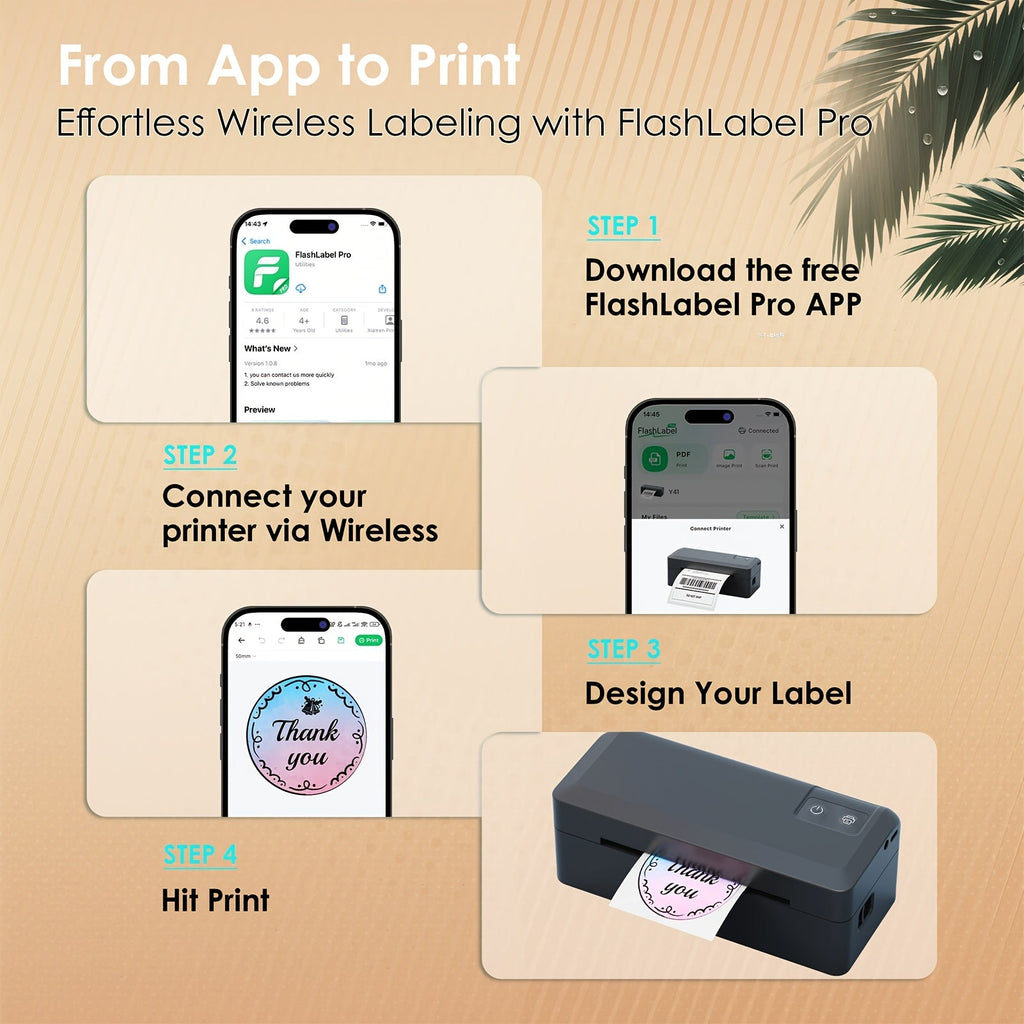 T53 Wireless 4x6 Thermal Label Printer - Compact Desktop, No Ink, iPhone/Android/Windows Compatible - Shipping, Mailing & Small Business Home Office - Black