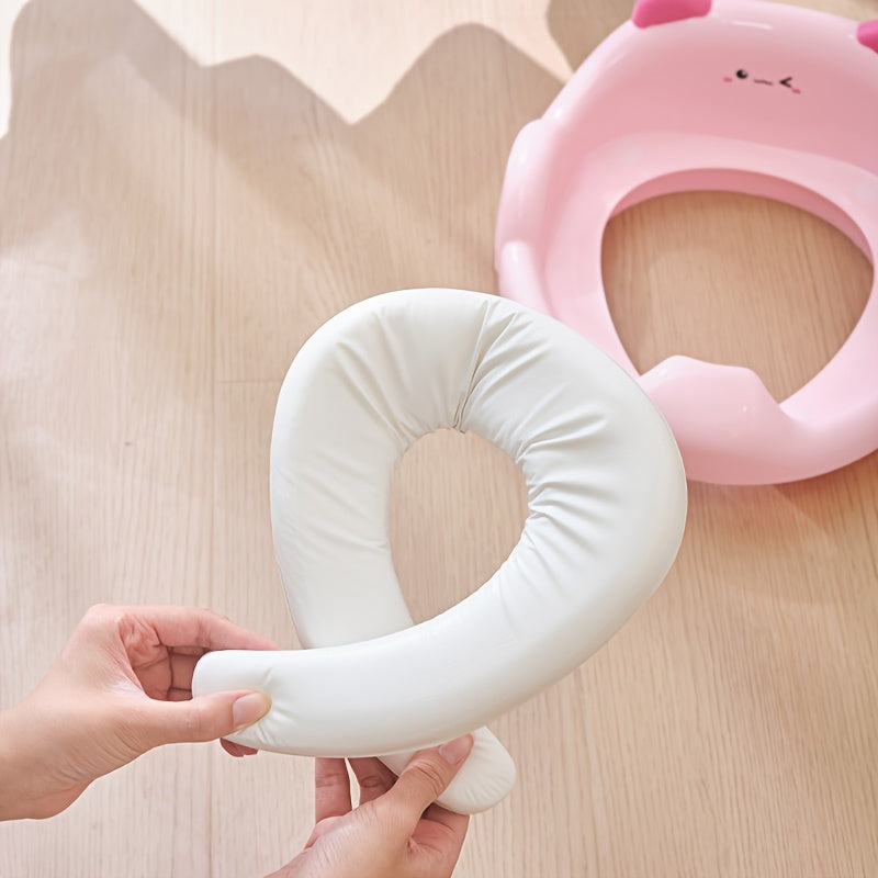 Baby Potty Training Toilet Seat for Boys & Girls, Soft Cushioned Toddler Toilet Seat with Safe Non-Slip Design, Easy to Clean Potty Seat for Toddlers, Pale Yellow Blue & Pink