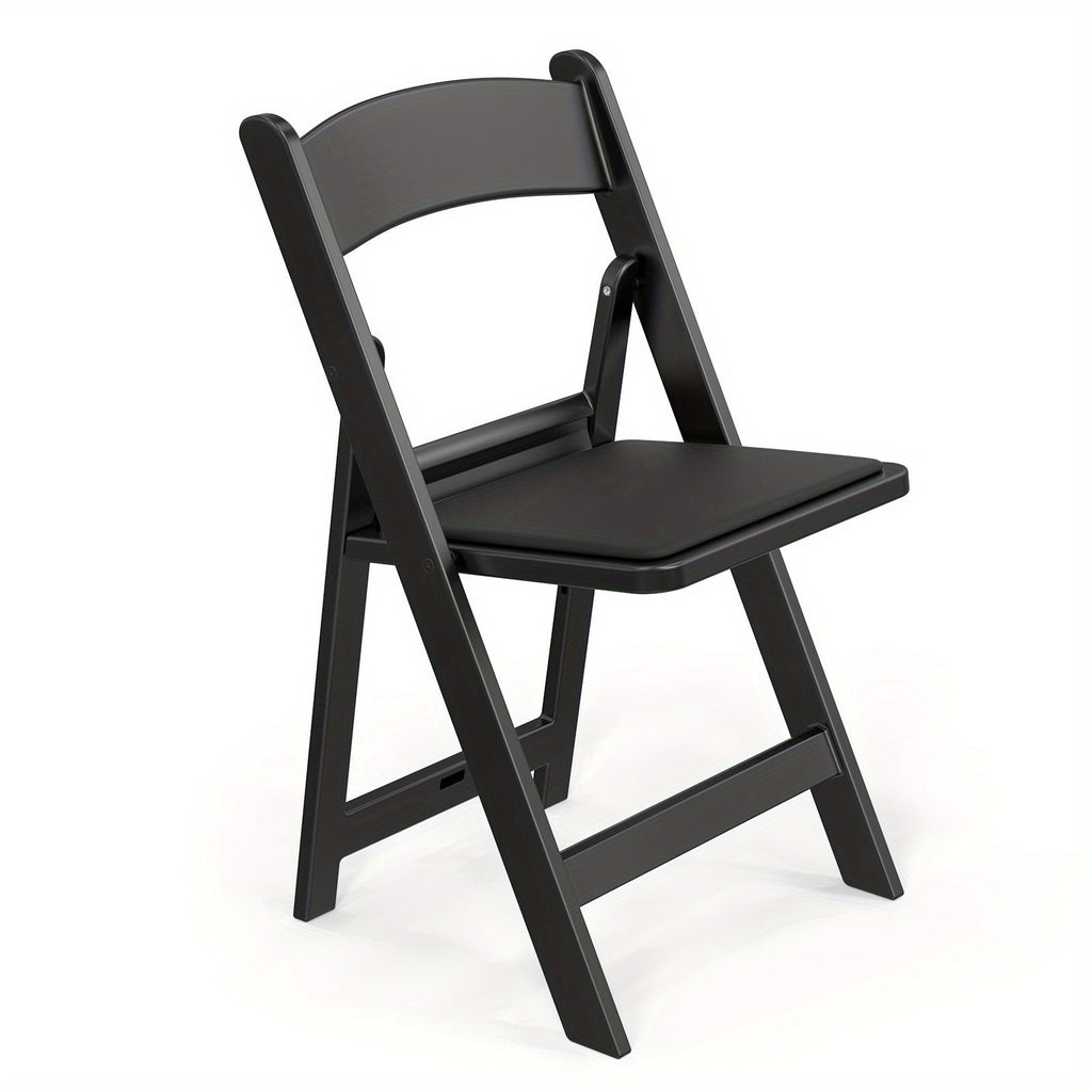Resin Folding Chairs with Cushioned Seats – Foldable Plastic Padded Chair for Indoor Outdoor Events Weddings BBQ Camping Patio in White & Black (Set of 1 2 4 or 8)