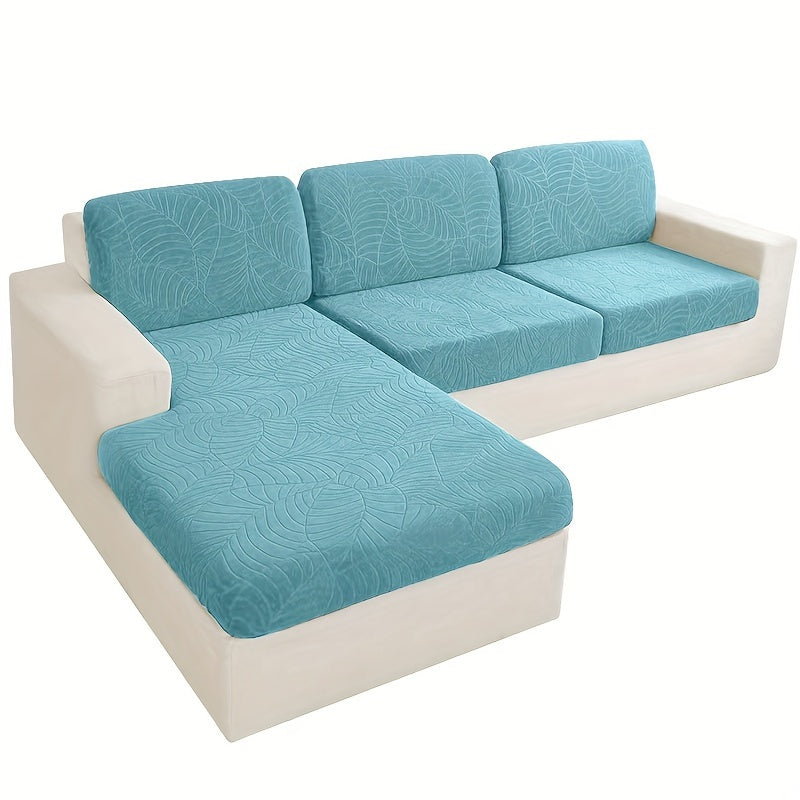 6-Piece Sofa Cover Set - Leaf Jacquard, High Elasticity, Elastic Band, Sectional & Concubine Style, Removable & Easy to Clean Furniture Protector - Light Blue, Chocolate, Beige, Dark Gray, Wine Red, Light Grey, Dark Blue & Matcha Green