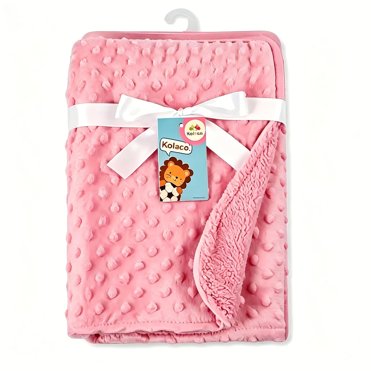Double-Layer Bubble Stroller Blanket & Baby Outing Wrap, Soft Warm Solid Color Doudou Blanket for Newborns & Infants, 6 Colors Including Grey Pink Blue Green White & Purple