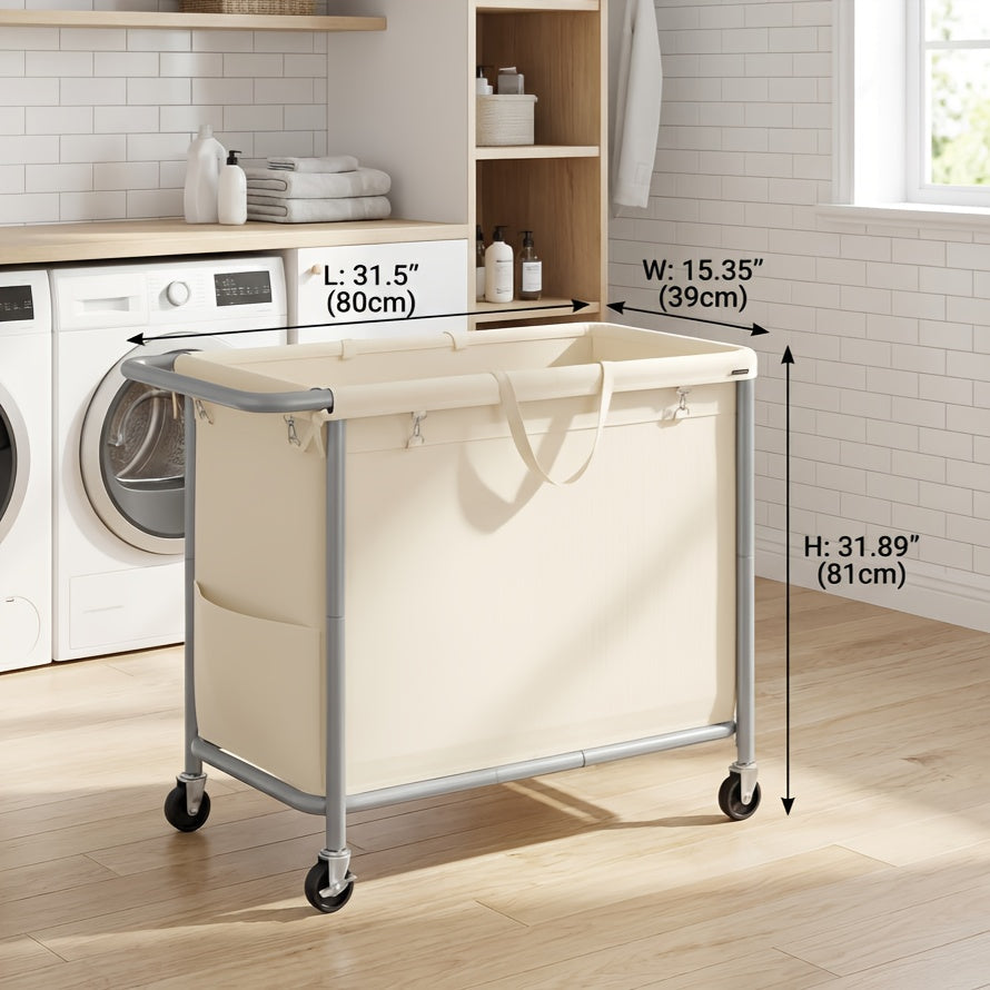 Large Capacity Rolling Laundry Hamper with Wheels Removable Liner & Steel Handle Frame 47.5 Gal or 68.6 Gal 4-Section Easy Mobility