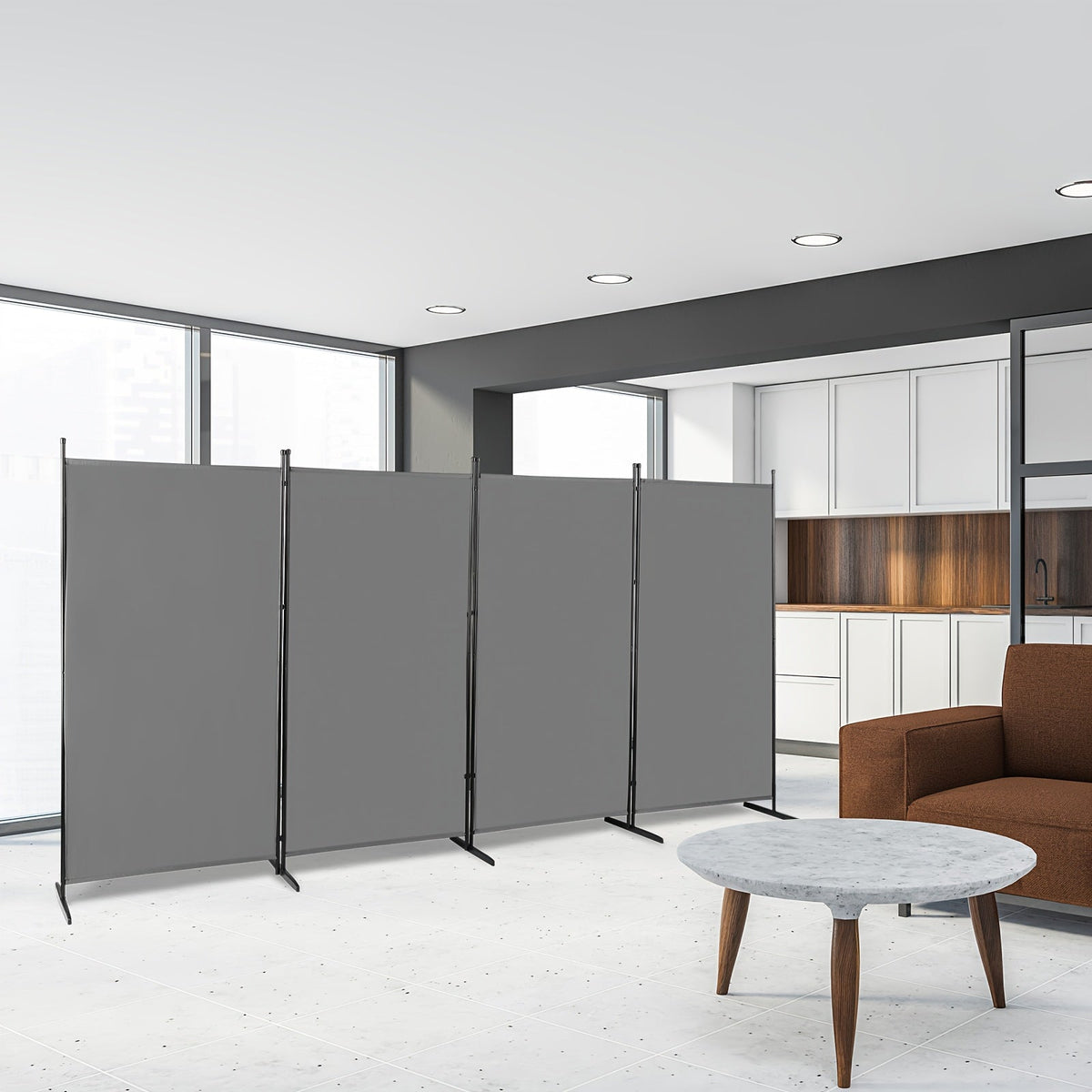 6FT 3-Panel Privacy Room Divider Screen – Foldable 160GSM Polyester Fabric Heavy Duty Carbon Steel Frame for Office Bedroom & Living Room in Black