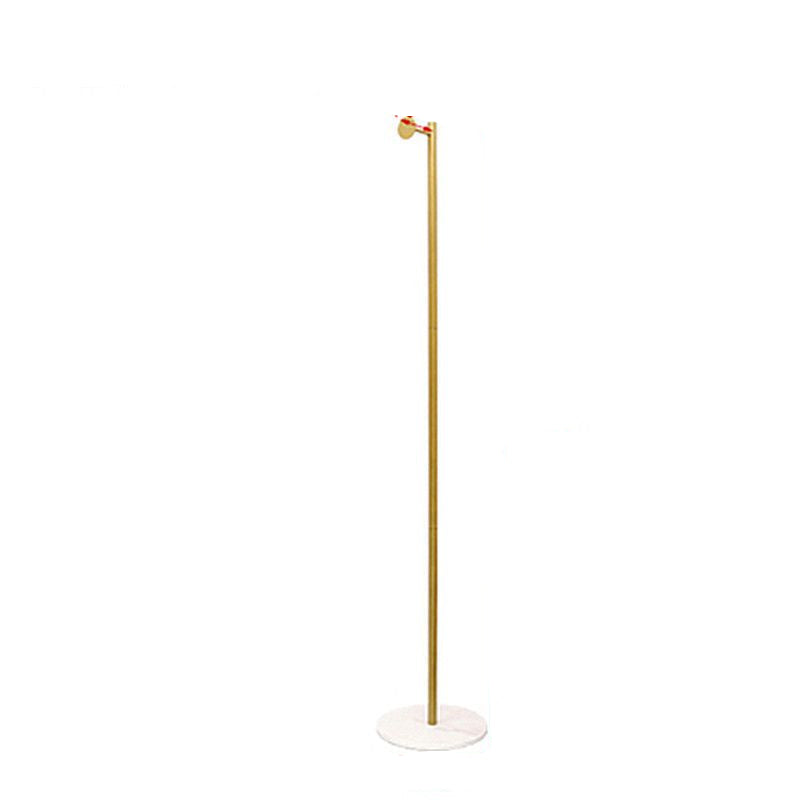 Modern Floor Standing Single Rod Coat Rack – Freestanding Clothing Rack with Golden Bracket for Bedroom Entryway in White or Black Base