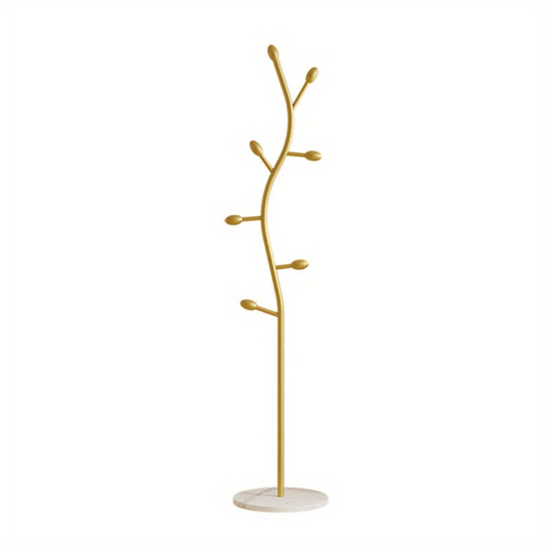 Nordic & Italian Style Floor-Standing Coat Rack - Marble S-Shaped Branch, Modern Clothes Hanger & Storage for Living Room & Bedroom - Golden, White & Black