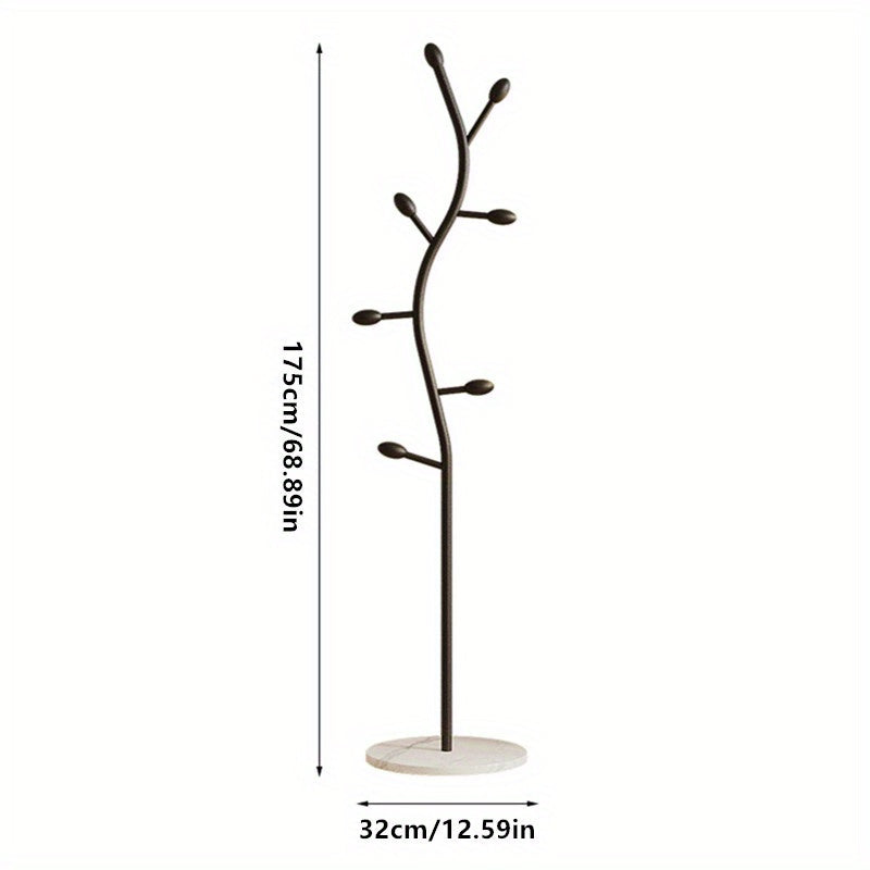 Nordic & Italian Style Floor-Standing Coat Rack - Marble S-Shaped Branch, Modern Clothes Hanger & Storage for Living Room & Bedroom - Golden, White & Black