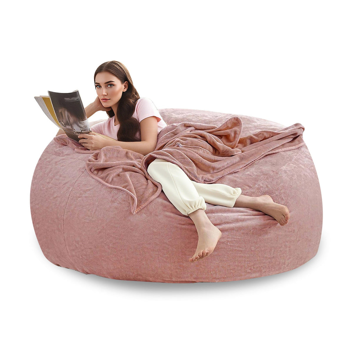 Oversized Bean Bag Chair 4ft 5ft 6ft Memory Foam Filled Micro Velvet Cover Sofa Bed Lounger No Assembly for Living Room Bedroom Adults – 7 Colors