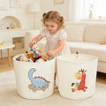 Set of 2 Foldable Cartoon Storage Baskets for Kids Room, Large Capacity Storage Bins for Clothes Toys & Nursery Organization, Cute Animal Design Children's Room Organizer