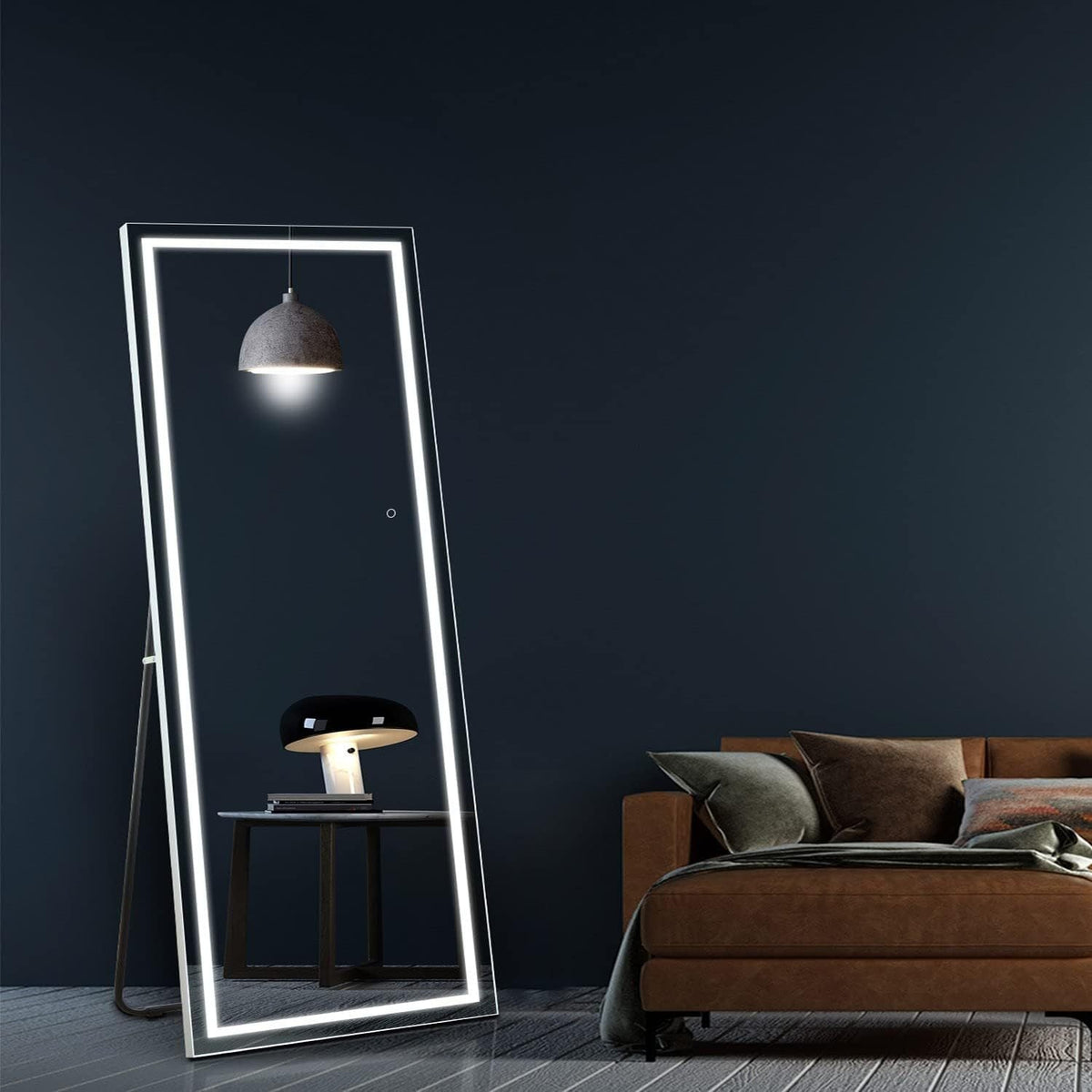 LED Lighted Full Length Mirror – Touch Control Free Standing Wall Mounted Leaning Full Body Mirror with Lights for Bedroom Dressing Room