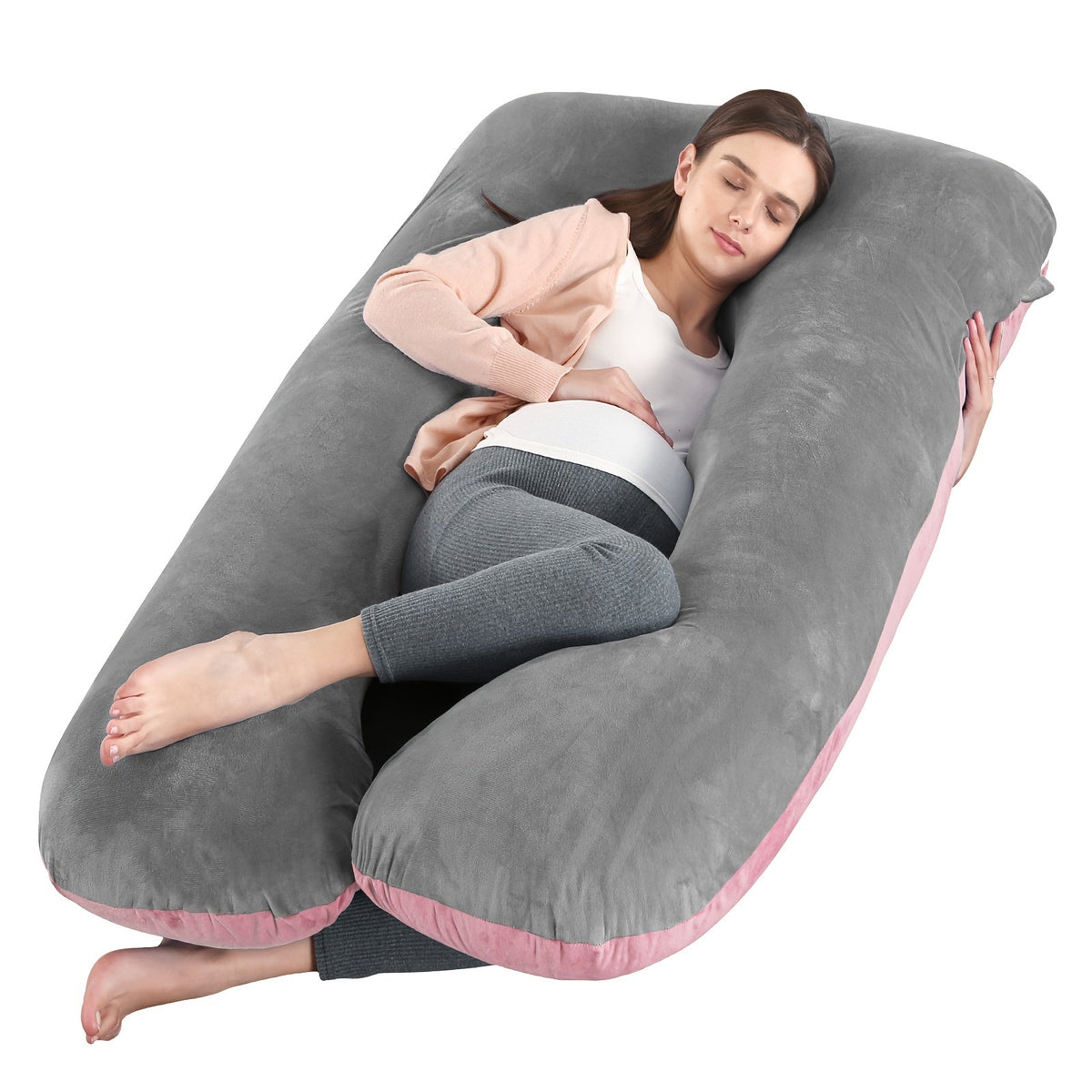 U-Shaped & J-Shaped Pregnancy Pillow, Full Body Maternity Pillow with Removable Cover for Full-Body Support, Machine Washable, All-Season Comfort, Multiple Styles & Colors