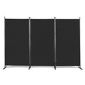 6FT 3-Panel Privacy Room Divider Screen – Foldable 160GSM Polyester Fabric Heavy Duty Carbon Steel Frame for Office Bedroom & Living Room in Black