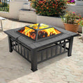 32-Inch Metal Outdoor Fire Pit with Mesh Screen Lid & Ash Fork – Wood Burning Backyard Fire Pit for Garden, Patio & Cozy Outdoor Gatherings, Durable Black Steel – Nova Mart
