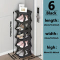 6 or 9 Tier Folding Shoe Rack for Entryway Hallway Bedroom - Space Saving Removable Narrow Shoe Organizer for Home Dorm Living Room, Holds Shoes Keys & Small Items, Black, 2 Size Options
