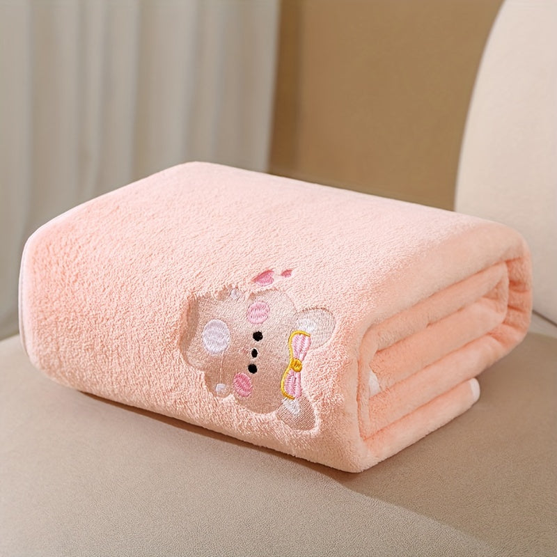 Newborn Baby Bath Towel Coral Fleece Throw Blanket, Super Soft Absorbent Quick-Dry Thickened Wrap for Infant, No-Shed Baby Hooded Blanket Towel for Boys & Girls, 110x105cm
