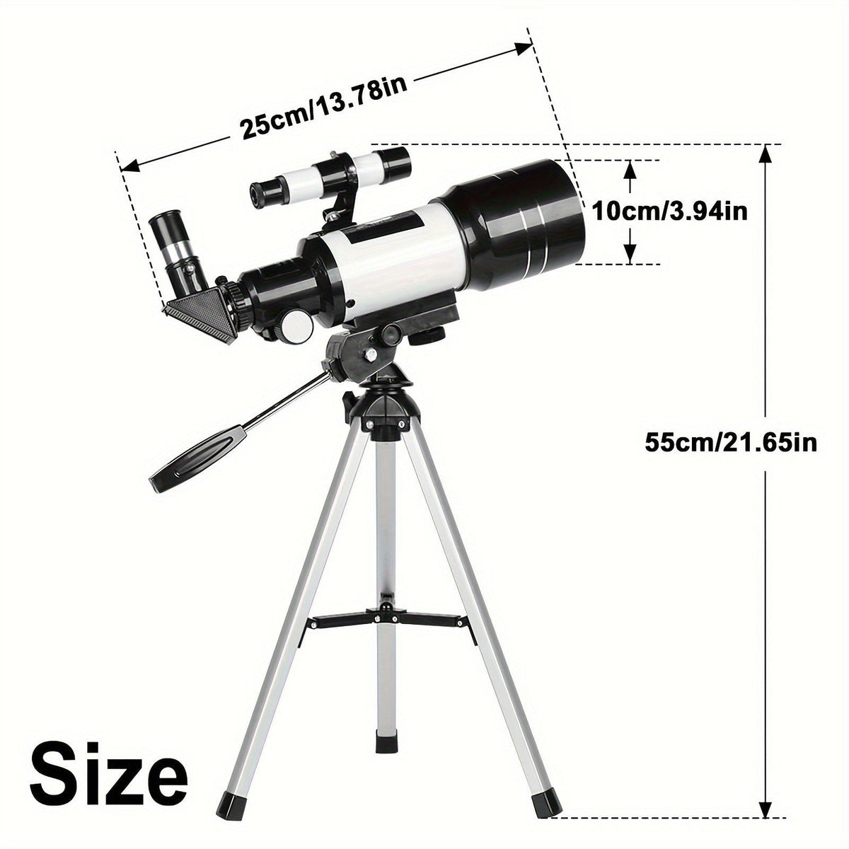 150X Portable Astronomical Telescope - 70mm Aperture, Tripod, Phone Holder, Eyepiece & Barlow Lens - Adults & Nature Education - White+Black, Blue, Black & White+Blue